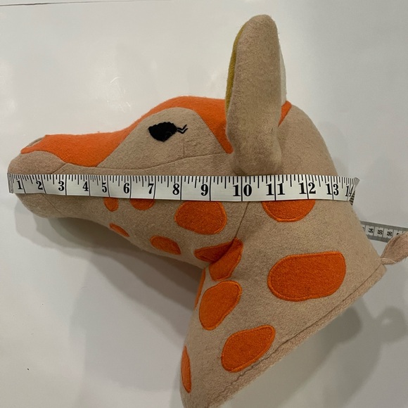 Giraffe Head 3D Wall Hanging Stuffed Animal Plush Orange Biege - Picture 6 of 10